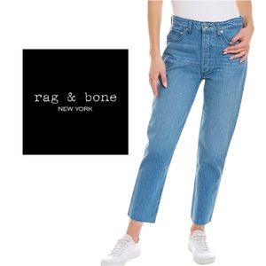 NWOT $258 Rag & Bone Nina Poppy High Waist Button Fly Raw Edge Jeans